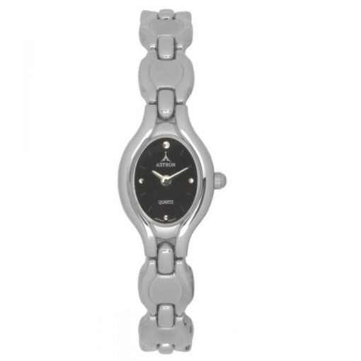 ASTRON 5257-1 női karóra, ezüst színű fém tok, ezüst színű fémcsat, fekete számlap, keményített ásványüveg, quartz szerkezet, cseppmentes vízállóság