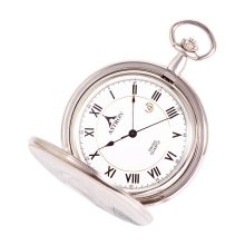 Astron zsebóra, ezüst színű tok és lánc, fehér számlap, római számok