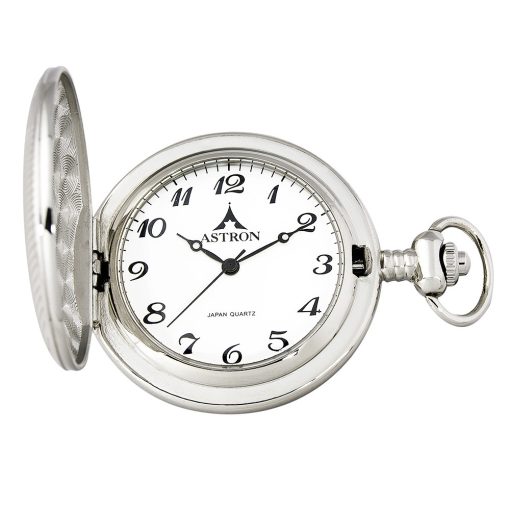 Astron férfi zsebóra, quartz, ezüst színű fémtok, fehér / arab számos számlap