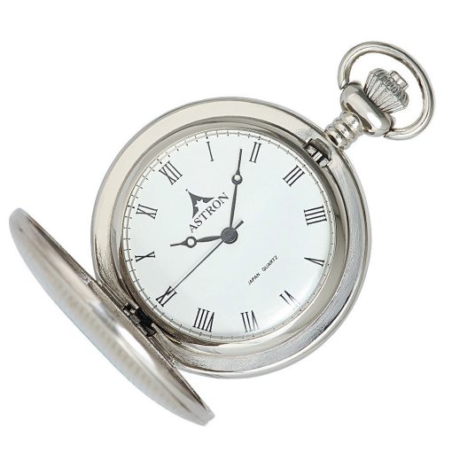 Astron férfi zsebóra, quartz, ezüst színű fémtok, fehér / római számos számlap