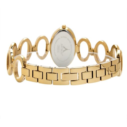 ASTRON 5500-9 női karóra, ékszeróra, arany színű nemesacél tok, arany színű nemesacél csat, pezsgőszínű számlap, keményített ásványüveg, quartz szerkezet, cseppmentes vízállóság