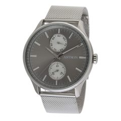   ASTRON 5501-5 férfi karóra, multifunkciós, ezüst színű nemesacél tok, ezüst színű nemesacél csat, szürke számlap, keményített ásványüveg, quartz szerkezet, 50 m (5 ATM) vízállóság