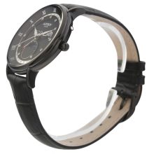 ASTRON 5509-1 férfi karóra, multifunkciós, fekete színű nemesacél tok, fekete bőrszíj, fekete számlap, zafír, quartz szerkezet, cseppmentes vízállóság