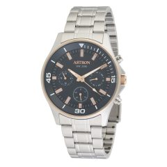   ASTRON 5510-2 sportos férfi karóra, bicolor nemesacél tok, ezüst színű nemesacél csat, kék számlap, keményített ásványüveg, multifunkciós quartz szerkezet, 50 m (5 ATM) vízállóság