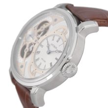 ASTRON 5522-8 férfi karóra, ezüst színű nemesacél tok, barna bőrszíj, ezüst színű számlap, keményített ásványüveg,  HIBRID (mechanikus+quartz) szerkezet, 100 m (10 ATM) vízállóság