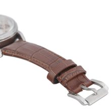 ASTRON 5522-8 férfi karóra, ezüst színű nemesacél tok, barna bőrszíj, ezüst színű számlap, keményített ásványüveg,  HIBRID (mechanikus+quartz) szerkezet, 100 m (10 ATM) vízállóság