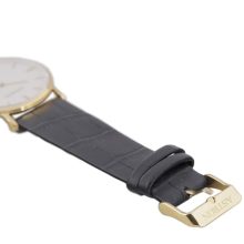 ASTRON 5526-8 férfi karóra, arany színű nemesacél tok, fekete bőrszíj, fehér számlap, zafír, quartz szerkezet, cseppmentes vízállóság