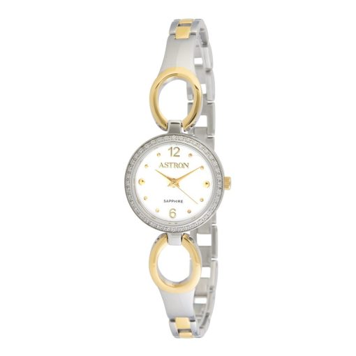 ASTRON 5529-5 női karóra, ékszeróra, bicolor nemesacél tok, bicolor nemesacél csat, fehér számlap, zafírüveg, quartz szerkezet, cseppmentes vízállóság