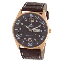 ASTRON 5570-6 férfi karóra, rózsaarany színű nemesacél tok, barna bőrszíj, barna számlap, keményített ásványüveg, quartz szerkezet, cseppmentes vízállóság