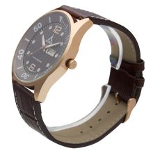 ASTRON 5570-6 férfi karóra, rózsaarany színű nemesacél tok, barna bőrszíj, barna számlap, keményített ásványüveg, quartz szerkezet, cseppmentes vízállóság