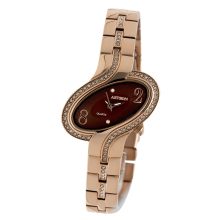ASTRON 5593-5 női karóra, rózsaarany színű nemesacél tok, arany színű nemesacél csat, barna számlap, keményített ásványüveg, quartz szerkezet, cseppmentes vízállóság