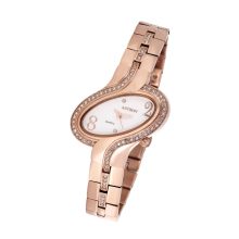 ASTRON 5593-8 női karóra, rózsaarany színű nemesacél tok, arany színű nemesacél csat, fehér számlap, keményített ásványüveg, quartz szerkezet, cseppmentes vízállóság