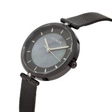 ASTRON 8022-1 női karóra, ékszeróra, fekete színű nemesacél tok, fekete nemesacél csat, gyöngyház színű számlap, keményített ásványüveg, quartz szerkezet, cseppmentes vízállóság