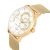   ASTRON 8026-6 férfi karóra, arany színű nemesacél tok, arany színű milánói nemesacél csat, fehér számlap, zafírüveg, quartz szerkezet, cseppmentes vízállóság