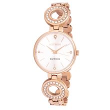 ASTRON 8029-7 női karóra, ékszeróra, rózsaarany színű nemesacél tok, rózsaarany színű nemesacél csat, ezüst színű számlap, zafír üveg, quartz szerkezet, cseppmentes vízállóság