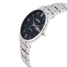 ASTRON 8036-1 férfi karóra, ezüst színű nemesacél tok, ezüst színű nemesacél csat, fekete számlap, zafírüveg, quartz szerkezet, cseppmentes vízállóság