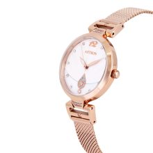 ASTRON 8038-0 női karóra, ékszeróra, rózsaarany színű nemesacél tok és csat, fehér színű számlap, keményített ásványüveg, quartz szerkezet, cseppmentes vízállóság