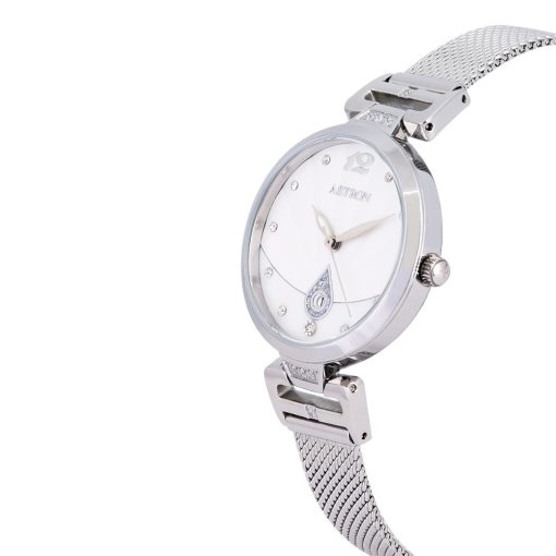 ASTRON 8038-7 női karóra, ékszeróra, ezüst színű nemesacél tok és csat, fehér színű számlap, keményített ásványüveg, quartz szerkezet, cseppmentes vízállóság