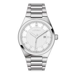   ASTRON 8067-7 quartz férfi karóra, ezüst színű nemesacél tok, ezüst színű nemesacél csat, fehér számlap, WR50M vízállóság