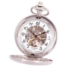 Astron férfi zsebóra, mechanikus, ezüst színű, arab számos