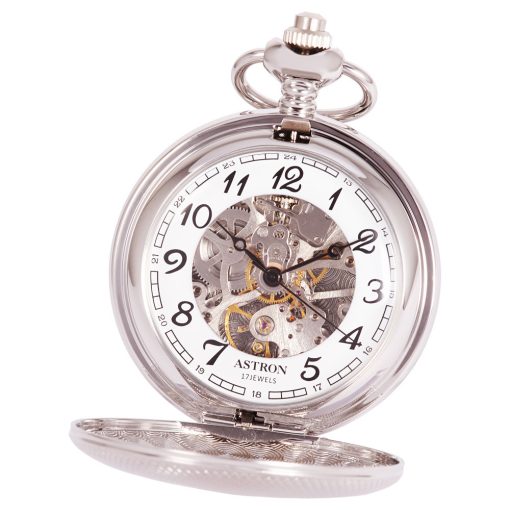 Astron férfi zsebóra, mechanikus, ezüst színű, arab számos