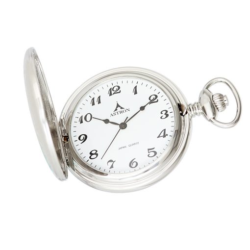 Astron férfi zsebóra, quartz, ezüst színű tok (mintázott), arab számos, 50 mm