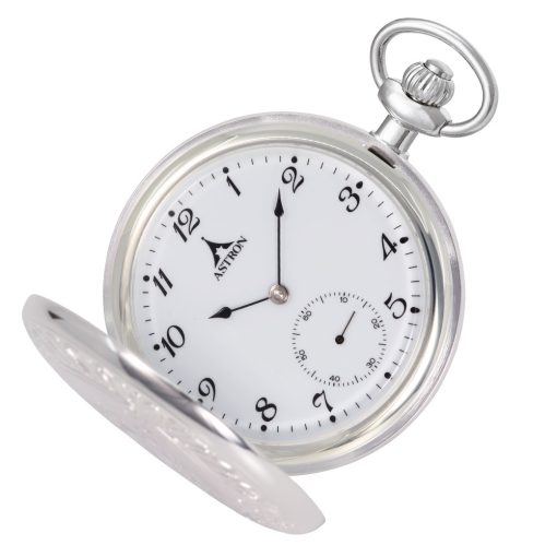 Astron férfi zsebóra, mechanikus szerkezet, bicolor (ezüst+rozé) színű fémtok, fehér színű arab számos számlap, 50 mm